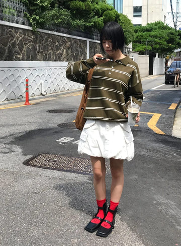 STRIPED COLLAR KNIT